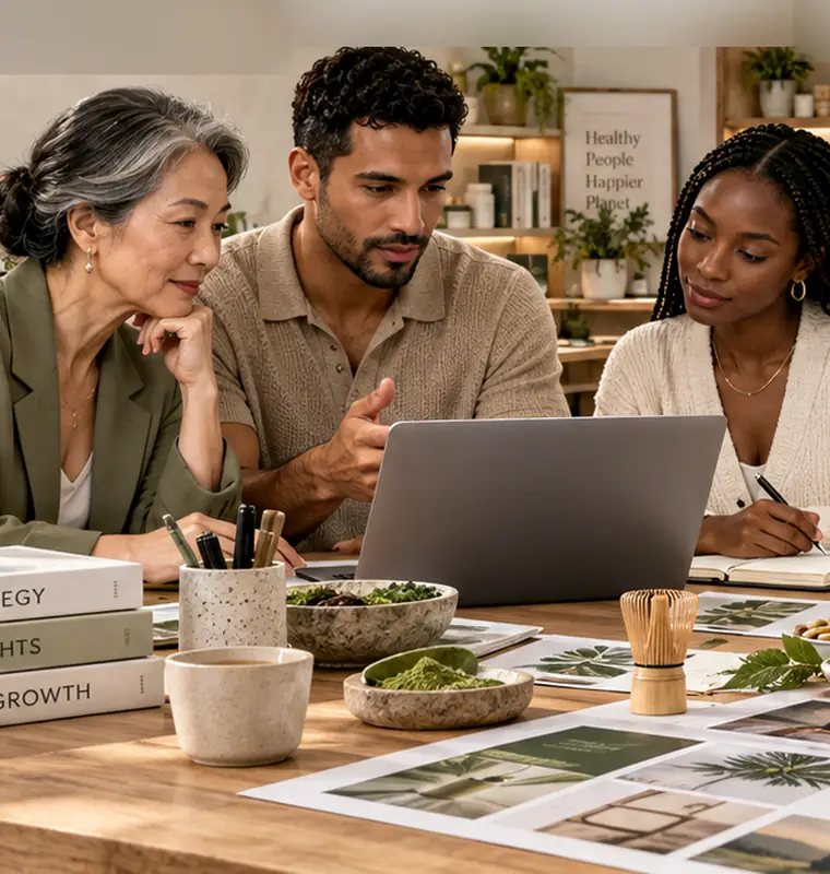 Wellness brand team at work