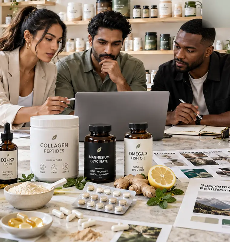 Supplements brand team at work