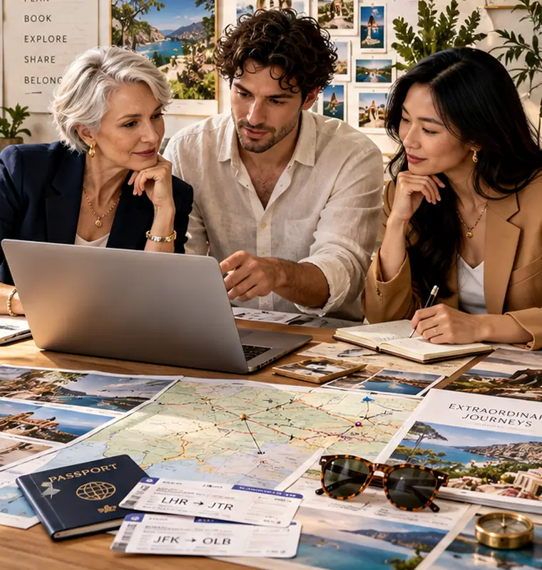 Travel brand team at work